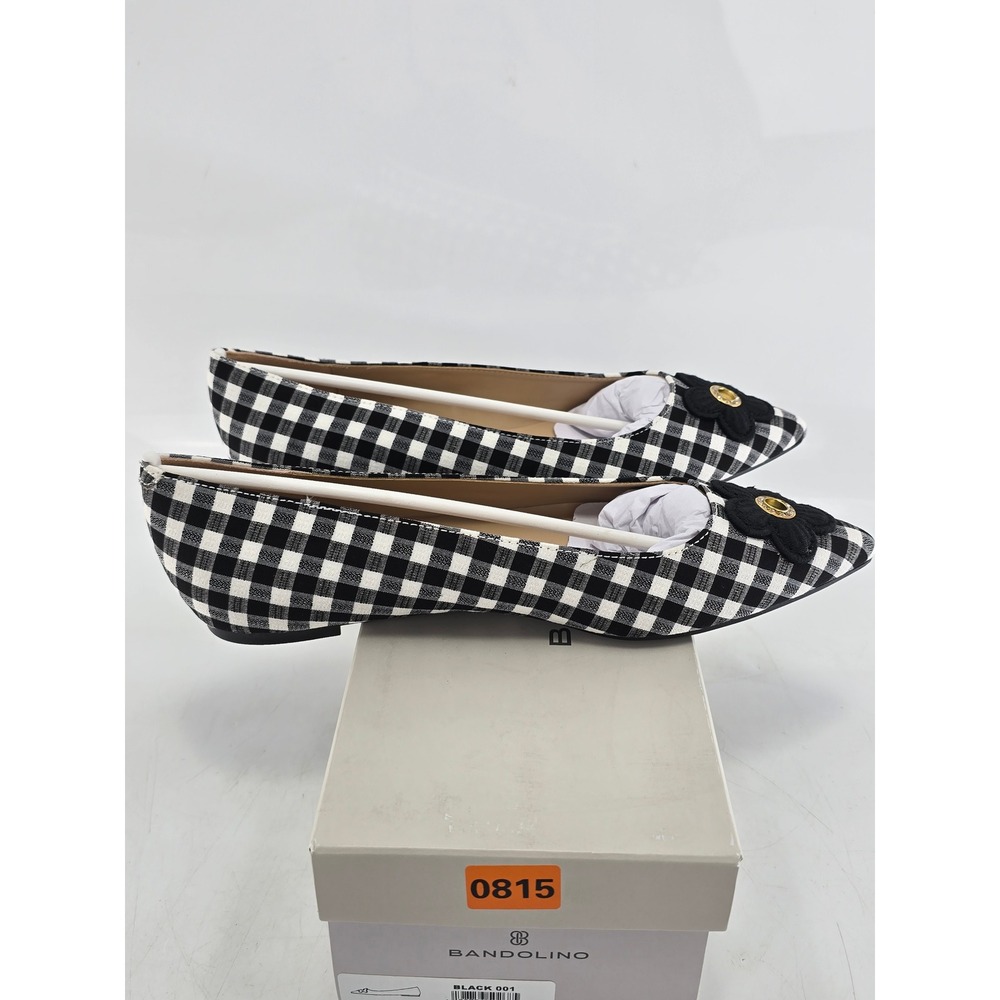 Bandolino Starry2 Flats Women 9.5 Black Gingham Pointed Toe Flower - New - Picture 8 of 10